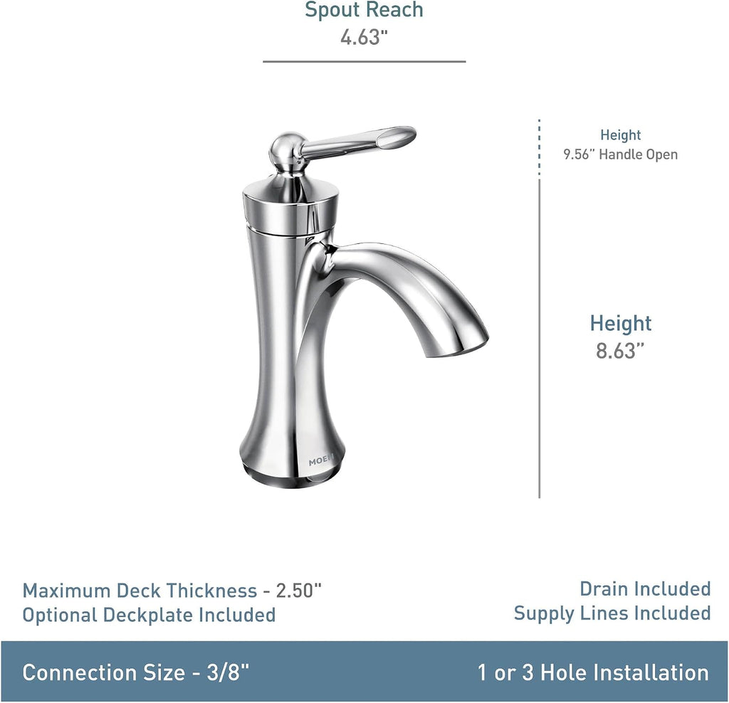 Moen 4500ORB Wynford One-Handle High-Arc Bathroom Faucet with Drain Assembly, Oil Rubbed Bronze