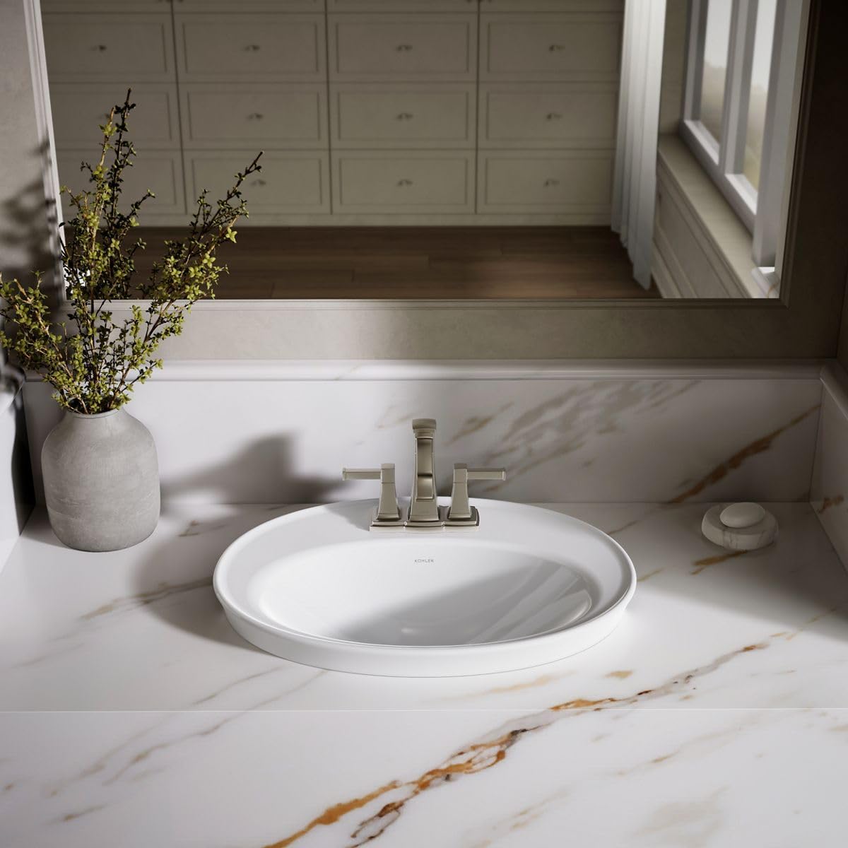 Kohler K-2075-4-0 Serif Self-Rimming Bathroom Sink, White