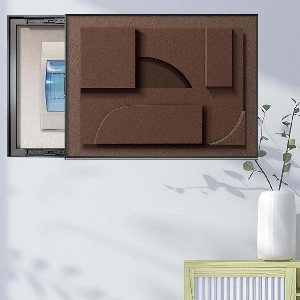Kitchen Breaker Box Cover for Decorative Wall, Art Tan Electrical Panel Cover for Hide Meter Box/Junction Box, Decorative Fuse Box Cover Horizontal(F,60x45cm(23 5/8x17 3/4in))
