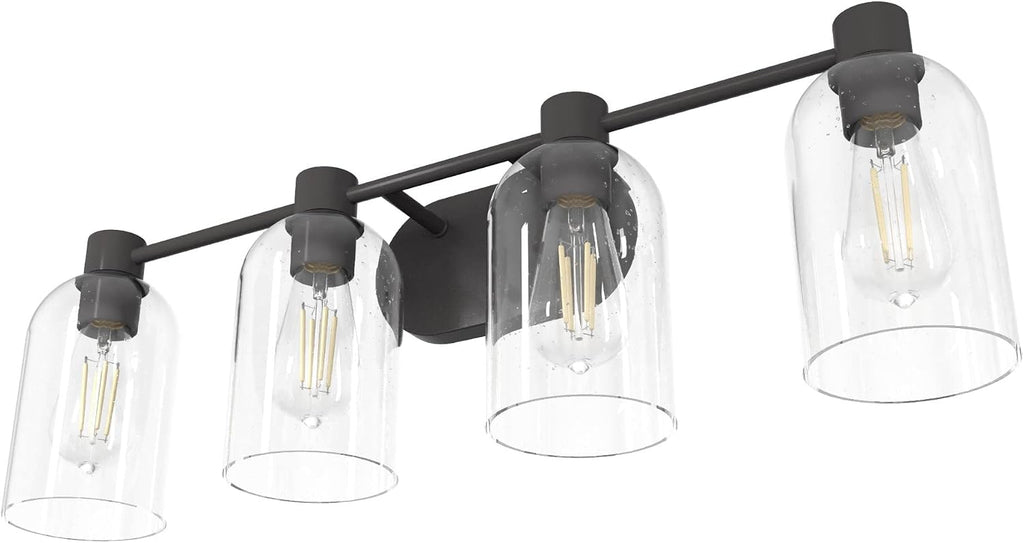 Hunter - Lochemeade 4-light Noble Bronze, Medium Size Vanity Light, Dimmable, for Bedrooms, Kitchens, Foyers, Bathrooms - 19713