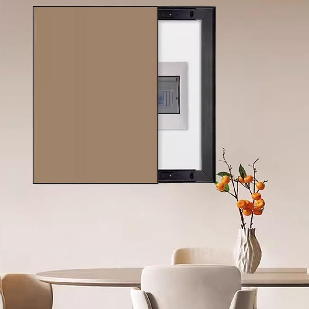 Solid Colored Electrical Panel Cover with Push-Pull Design, Vertical Hide Distribution Cover Wall Mounted, Decorative Consumer Unit Box Covers Hotel(Brown,60x80cm(23 5/8x31 1/2'))