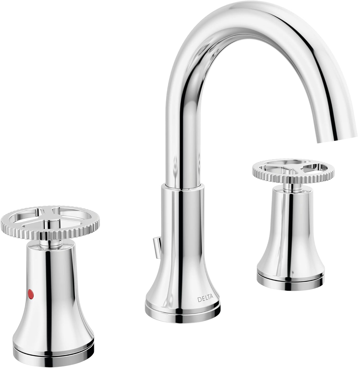 Delta Faucet Trinsic Widespread Bathroom Faucet Chrome, Bathroom Faucet 3 Hole, Diamond Seal Technology, Metal Drain Assembly, Chrome 3558-MPU-DST