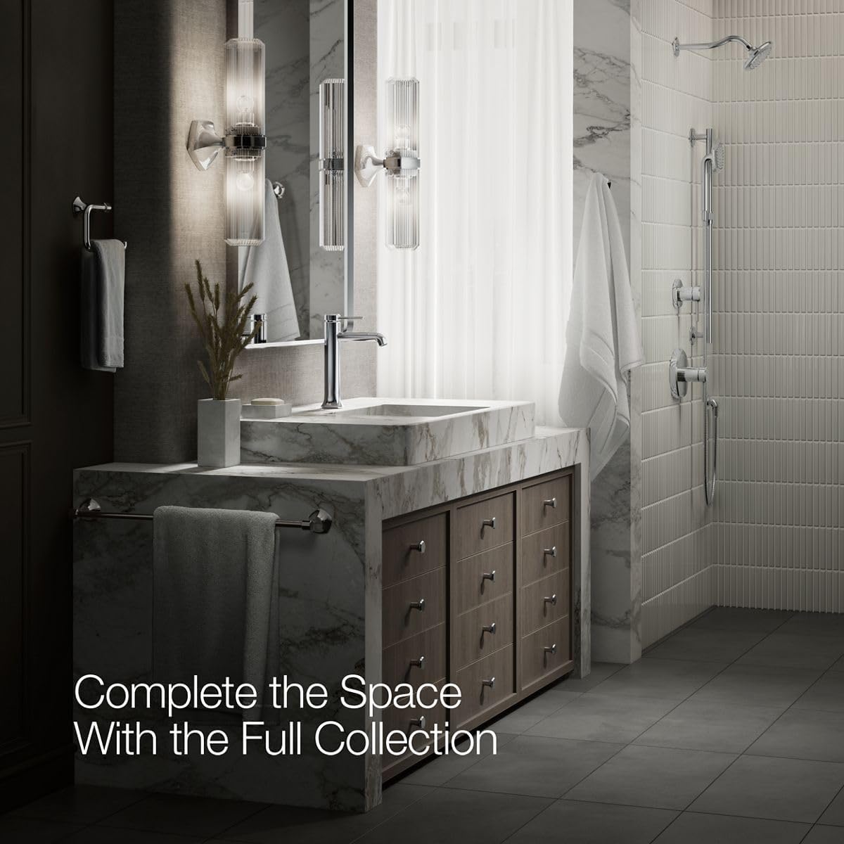 KOHLER 27003-4N-CP Occasion Tall Single-Handle Bathroom Faucet with Pop-Up Drain Assembly, One Hole Bathroom Sink Faucet, 0.5 gpm, Polished Chrome