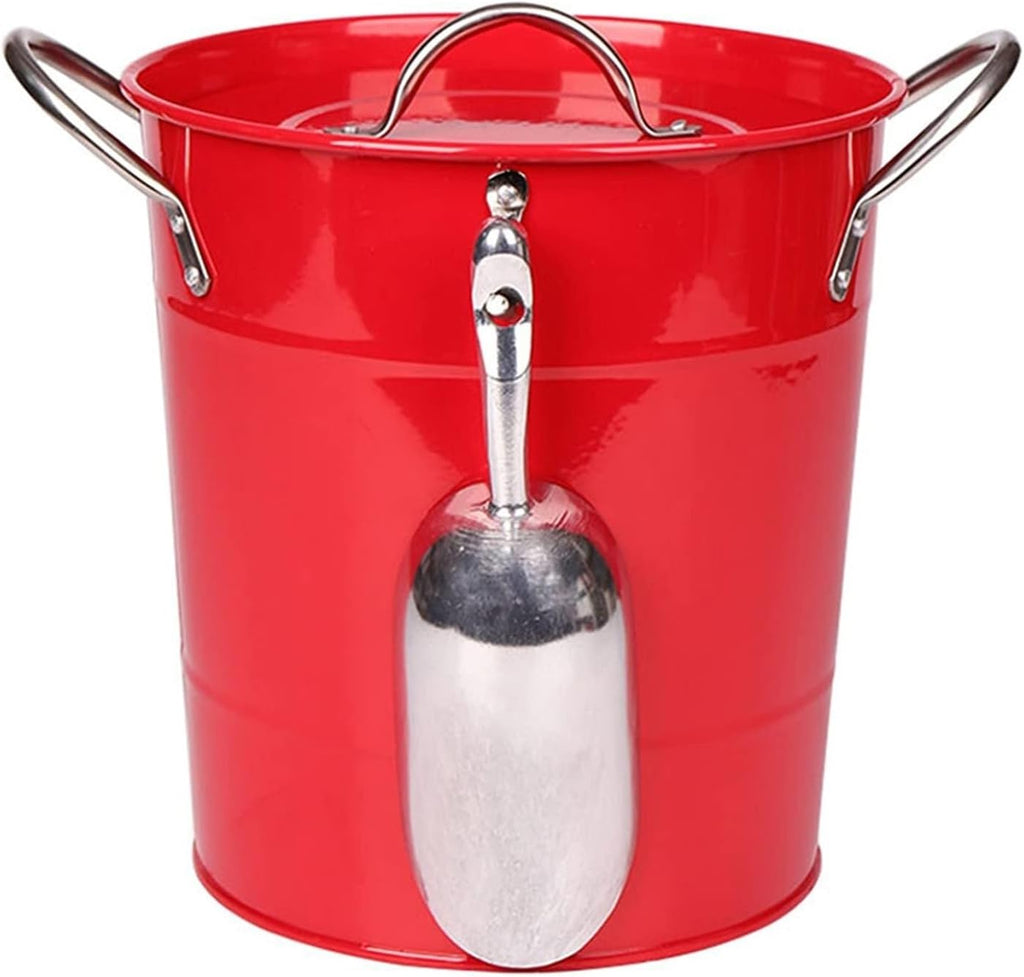 Ice Bucket with Lid and Ice Tongs,3.5L Metal Double Wal Ice Bucket with Lid and Scoop,Ice Buckets for Parties,Ice Bucket for Cocktail Bar,Metal Drink Cooler