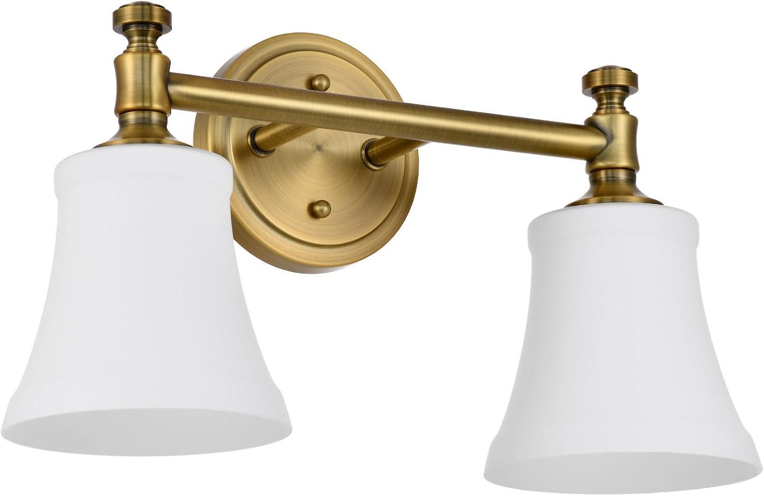 Champagne Bronze Bathroom Vanity Light Fixtures, Traditional Gold 2 Lights Wall Sconce Lighting with Large Opal Glass Shade, Porch Wall Mount Light Fixture for Bathroom, Mirror Cabinets Hallway Stairs