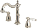 Kingston Brass KB1976PL Heritage Widespread Lavatory Faucet Pn Porcelain Lever Handle, Polished Nickel, 14 x 6.5 x 8.06