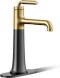 KOHLER 26437-4N-BMB Tone K-26437-4N-BMBTONE Tall Single Control Bathroom FCT, Matte Black with Moderne Brass