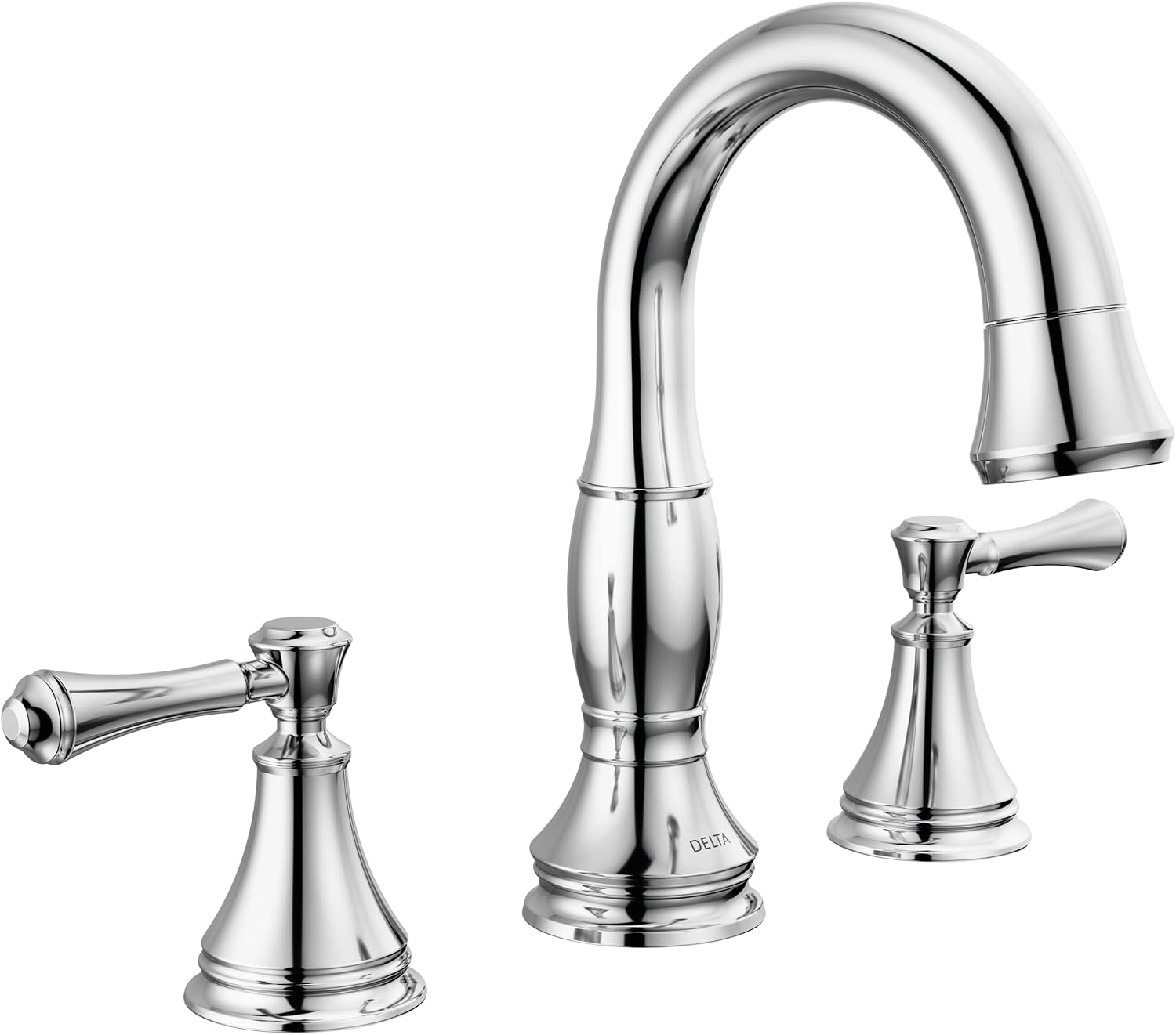 Delta Faucet Cassidy Pull Down Bathroom Faucet, Bathroom Pull Out Faucet, Chrome Widespread Bathroom Faucet 3 Hole with Pull Down Sprayer, Bathroom Sink Faucet Magnetic Docking, Chrome 3597-PD-DST