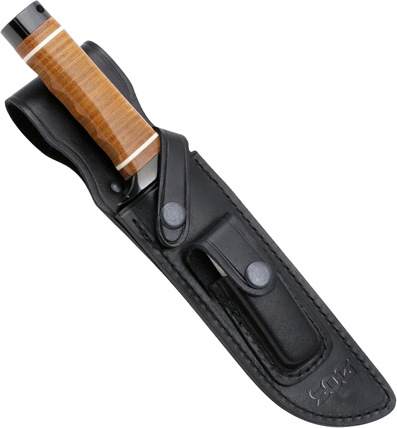 SOG Bowie 2.0 Fixed Blade Knife-Tactical Knife with 6.4 Inch Blade, Hunting Knife with Hard Case TiNi Coating and AUS-8 Steel, Leather Knife Sheath (S1T-L),Brown