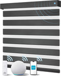 Smart Zebra Blinds for Windows, Alexa Motorized Blinds with Remote Control, Automatic Electric Power Zebra Shades for Indoor Windows (20' W x 72' H, Black)