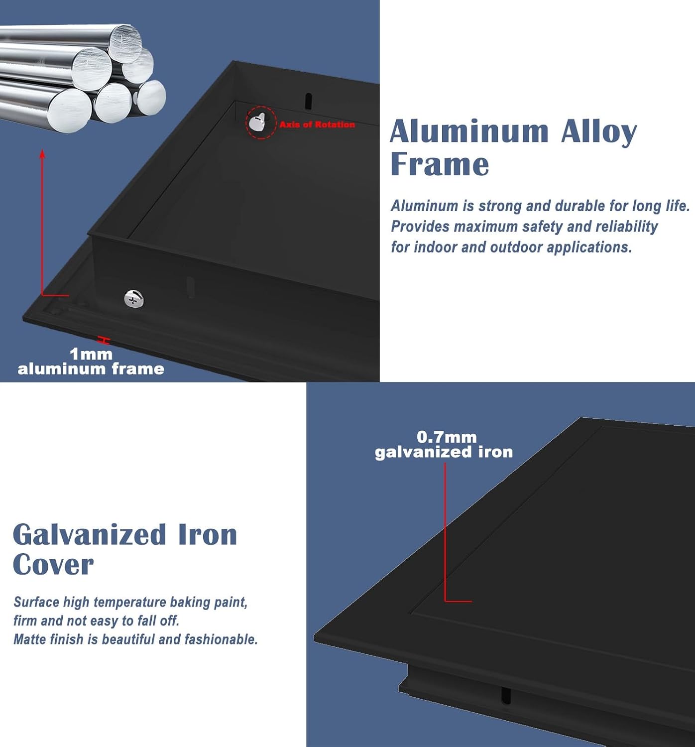 Attic Wall Celling Access Door Metal, Black Access Panel for Plumbing Electrical, Click to Open Drywall Wall Hole Cover Plate, Includes Screws(22x18in(55x45cm))