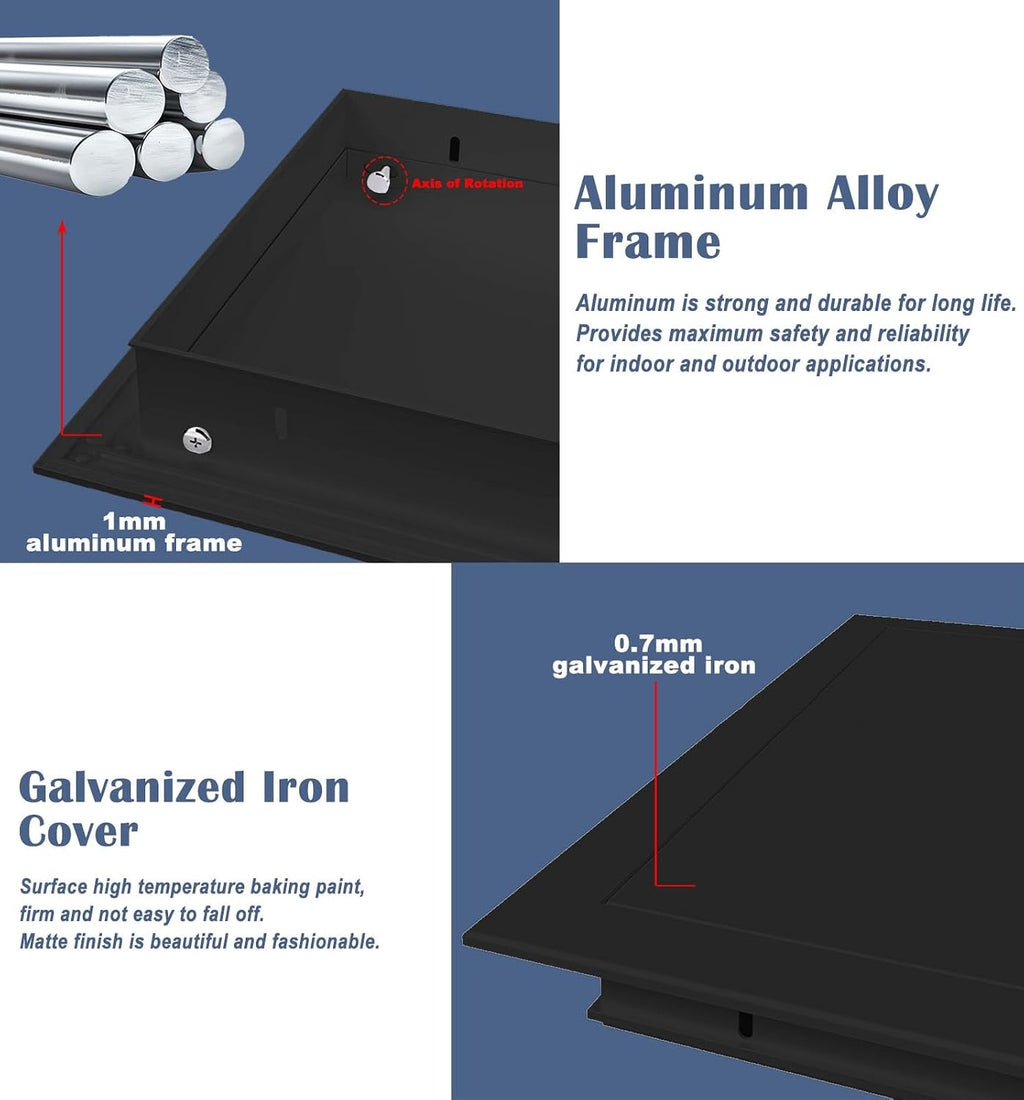 Attic Wall Celling Access Door Metal, Black Access Panel for Plumbing Electrical, Click to Open Drywall Wall Hole Cover Plate, Includes Screws(8x6in(20x15cm))