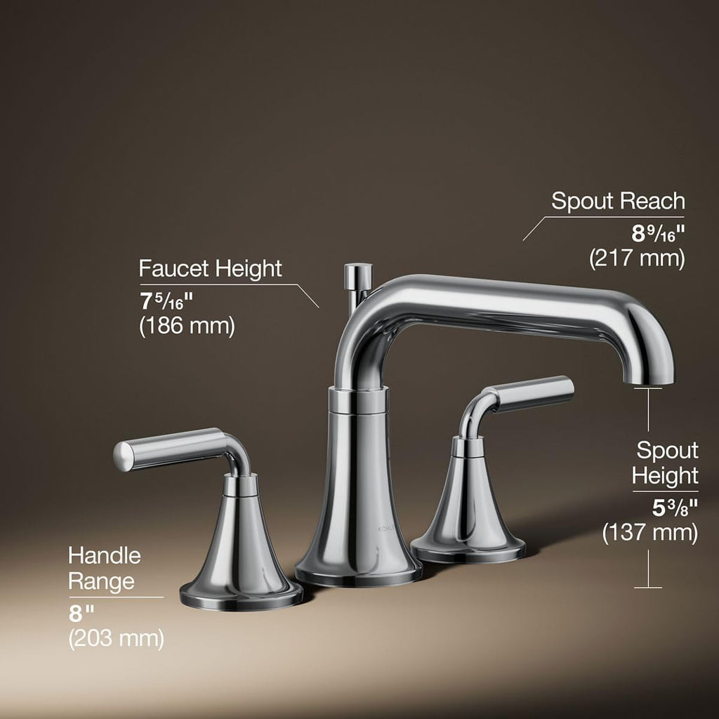 Kohler T26440-4-CP Tone™ Deck-Mount Bath Faucet Trim with Diverter, Polished Chrome | With Diverter