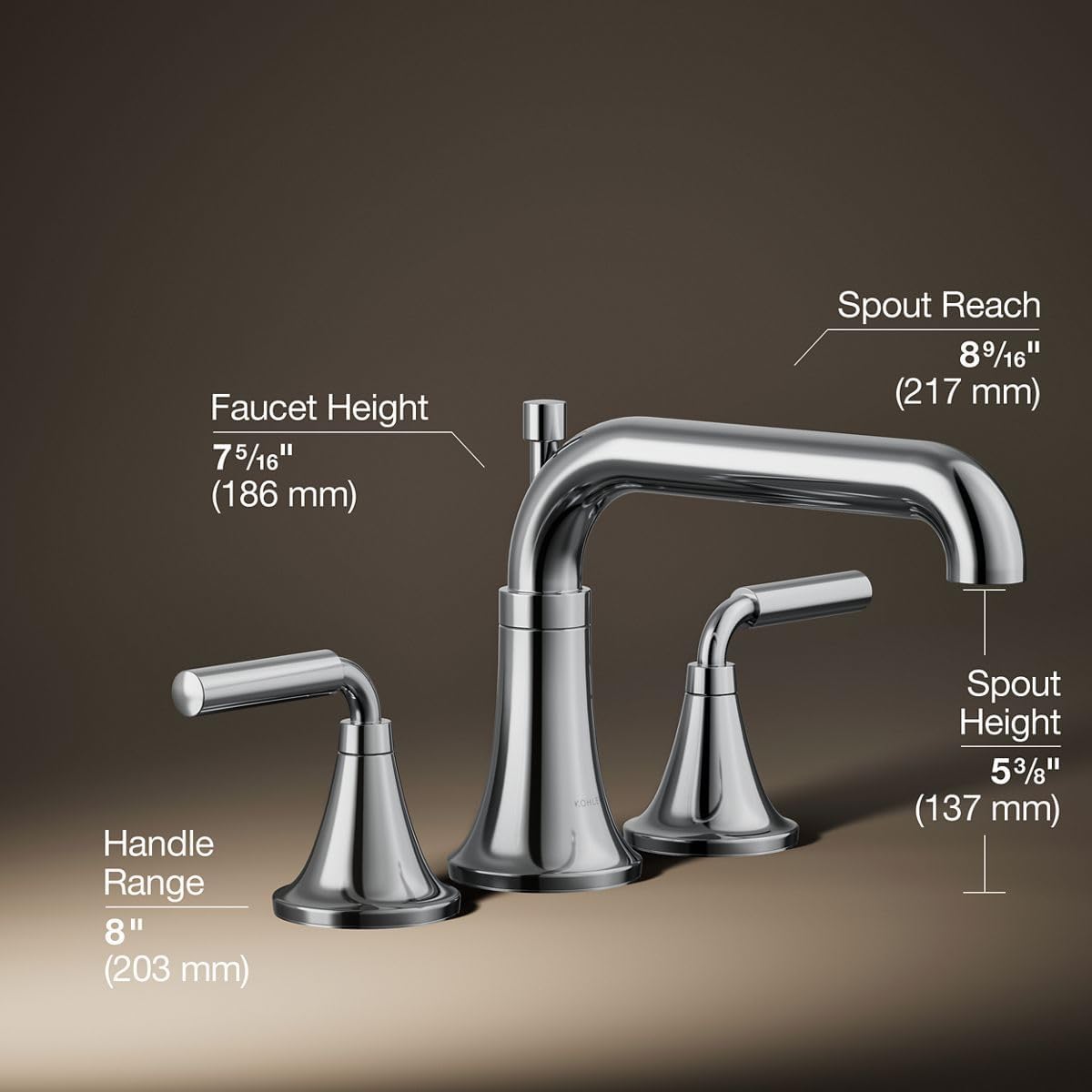 Kohler T26440-4-CP Tone™ Deck-Mount Bath Faucet Trim with Diverter, Polished Chrome | With Diverter