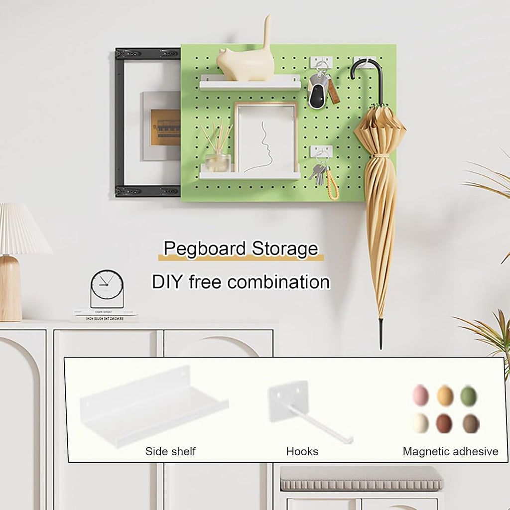 Electrical Panel Cover, Distribution Box Decorative, Metal Electric Meter Box Lid, with Shelf & Hooks, for Home, Office, Study Room, Kitchen(White 1,50 * 40cm/19.7 * 15.7in)