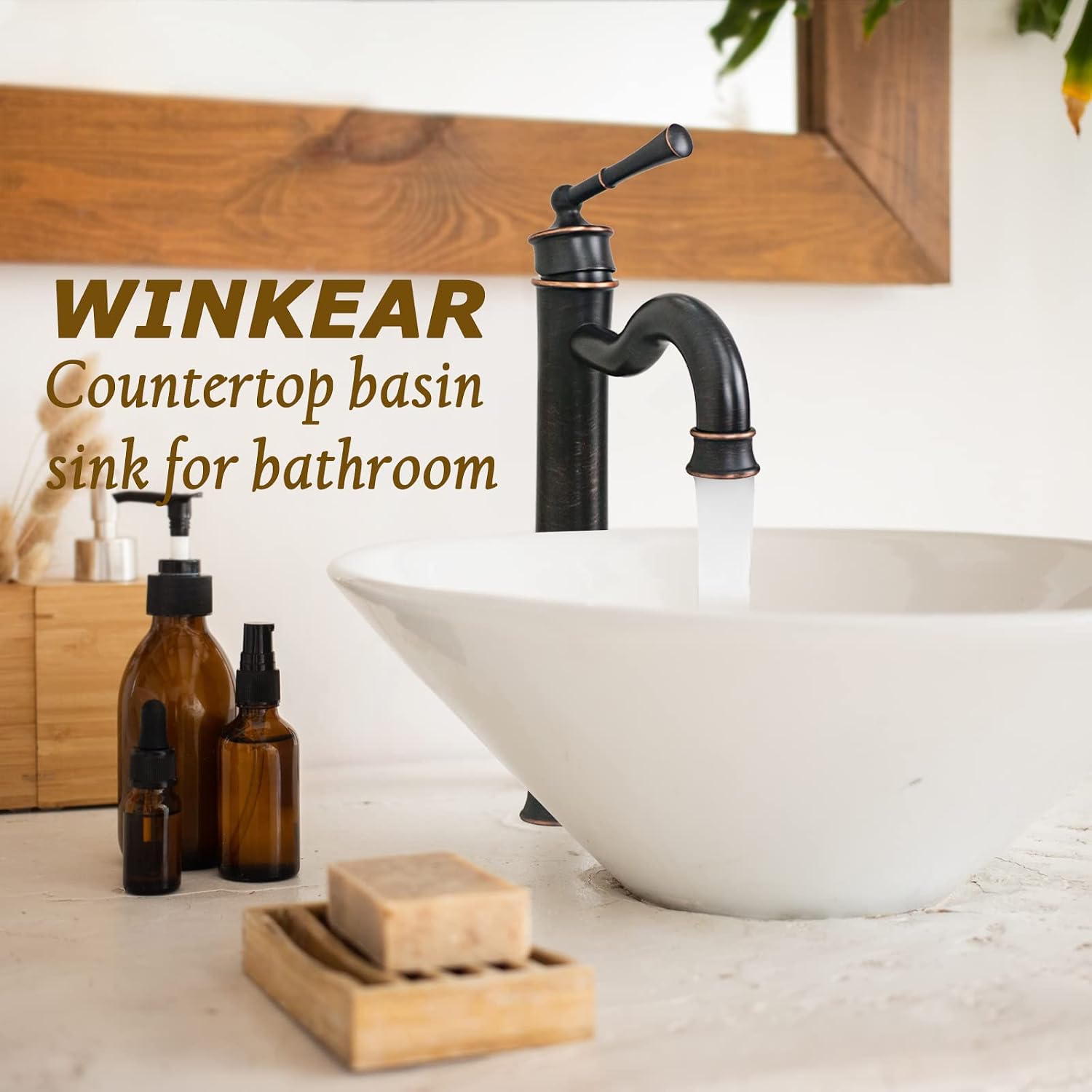 Vessel Sink Faucet ORB Bathroom Tall Faucet Single Hole Deck-Mount Pop up Drain Assembly Without Overflow Water Supply Lines Included
