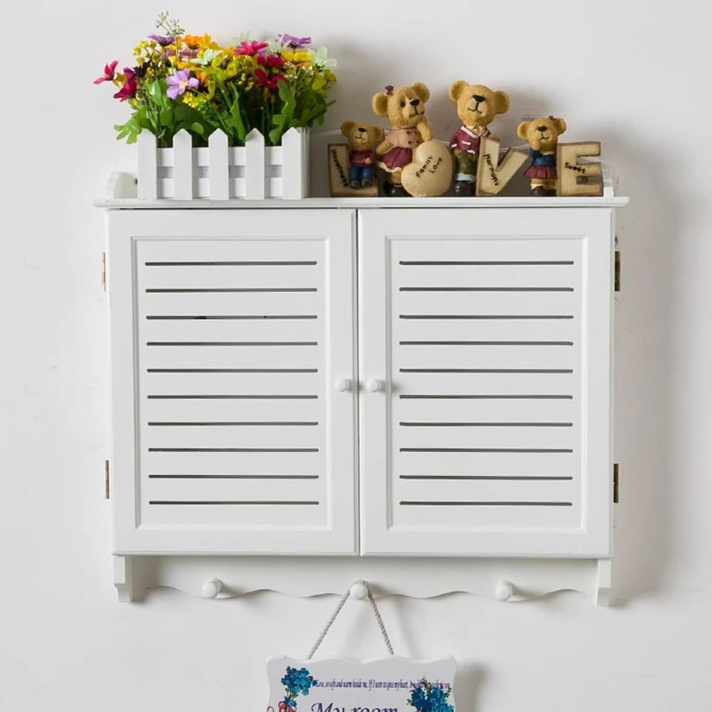Electrical Panel Cover Breaker Box Cover Decorative with Hook, Hide WiFi Router Cover Cabinet Room Decor, Wall Mounted Vintage Electric Panel Cover, for Living Room(White,46.5x32.5CM-18.3X13)