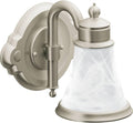 Moen YB9861BN Waterhill 1-Light Dual-Mount Bath Bathroom Vanity Fixture with Frosted Glass, Brushed Nickel