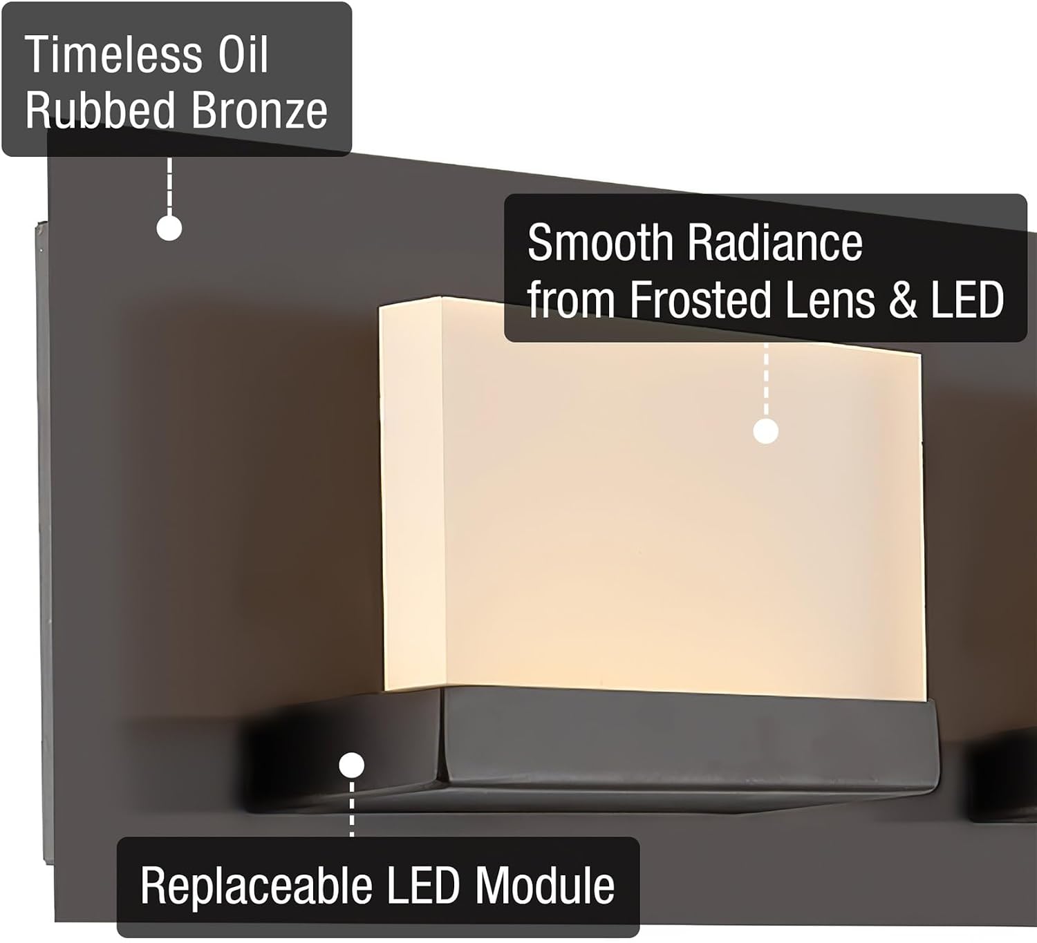 Kira Home Everett 24' Modern 3-Light Integrated LED Vanity Light, 30W 3000K Warm White Light, Minimalist Bathroom Wall Sconce with Frosted Acrylic Blocks, Oil Rubbed Bronze Finish