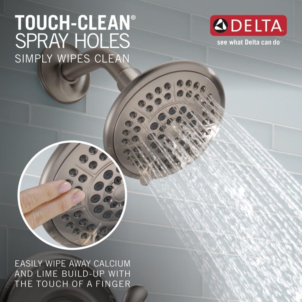 Delta Lahara 14 Series 5-Setting Shower Faucet Set, Brushed Nickel Shower Head and Handle Set, Valve Trim Kit, Stainless T14238-SS (Valve Not Included)