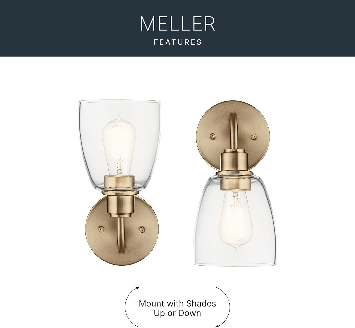 Kichler Meller 11.25 Inch Wall Light, 1 Light Exterior Wall Sconce in Champagne Bronze, (11.25' H x 5.5' W), 5100CPZ