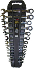 K Tool International 45900 SAE Reversible Ratcheting Wrench Set for Garages, Repair Shops and DIY, 1/4' to 1', Offset-head Design, 6 and 12-point Nuts, Laser-Engraved, Metal Construction, 13 Piece