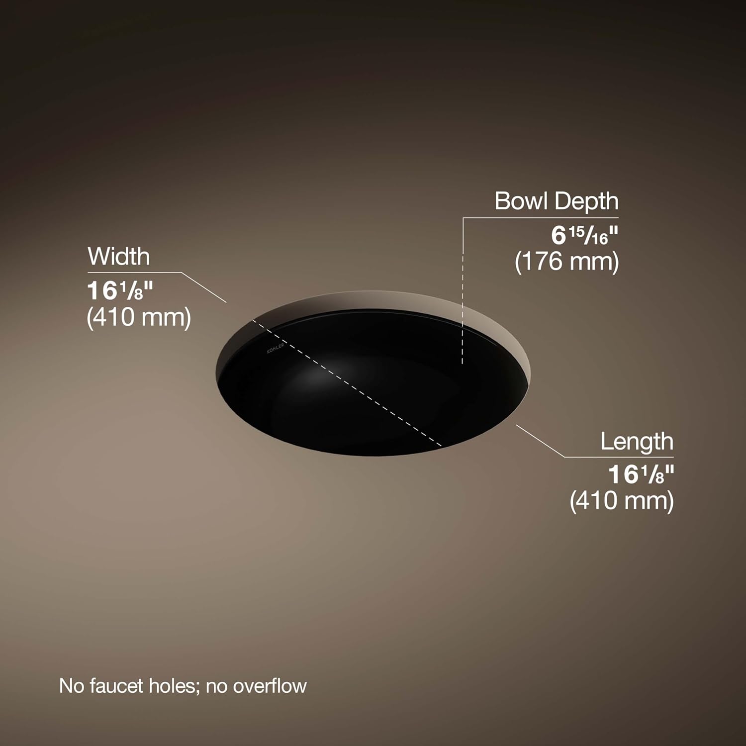 KOHLER K-29000-7 Caxton Undercounter Bathroom Sink, Round, Black Black