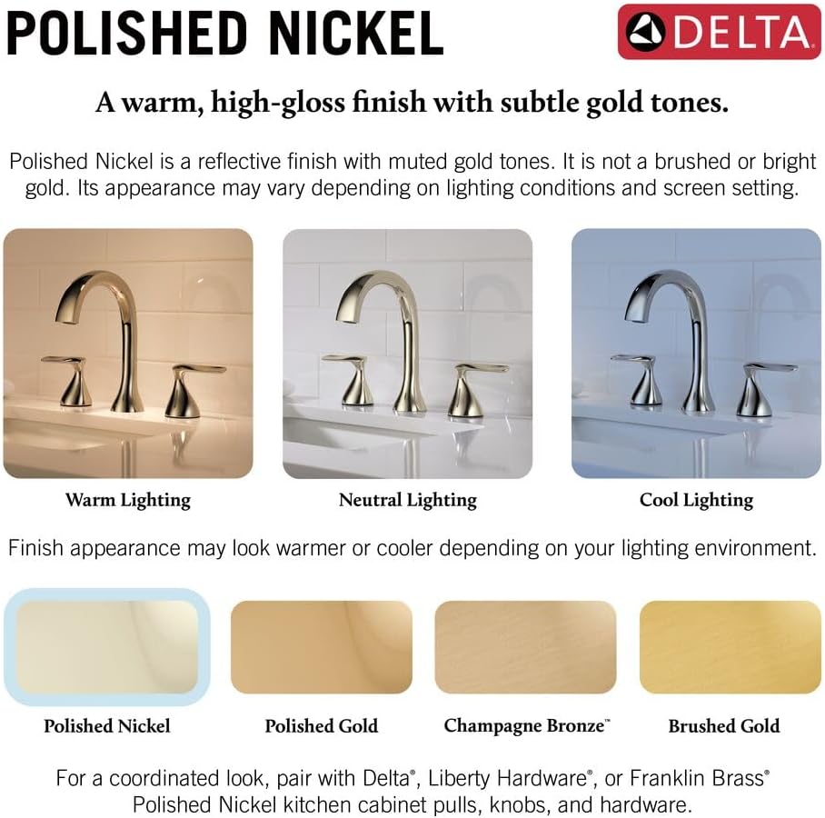 Delta Faucet Cassidy Pull Down Bathroom Faucet, Bathroom Pull Out Faucet, Polished Nickel Widespread Bathroom Faucet 3 Hole Pull Down, Bathroom Sink Faucet Magnet Dock, Polished Nickel 3597-PNPD-DST