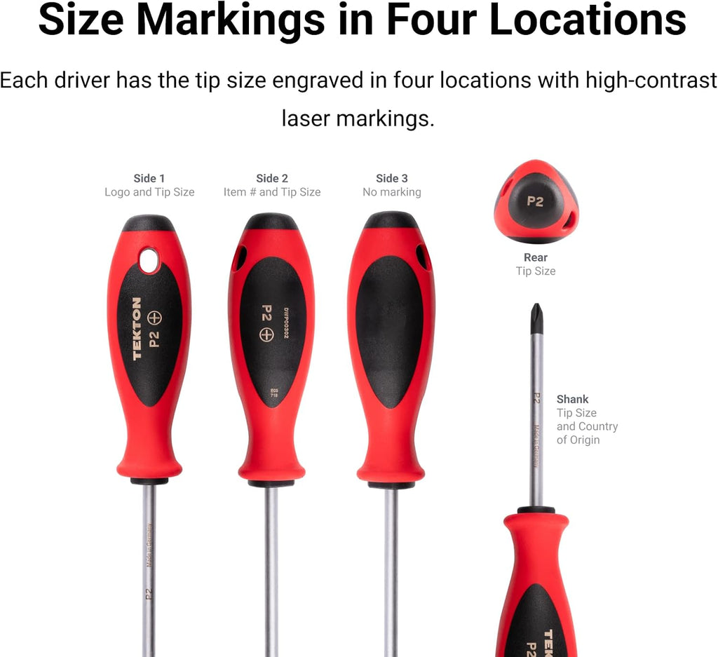 TEKTON Phillips, Slotted, Torx, Square Screwdriver Set with Modular Organizers - 4 Inch Shanks (35-Piece) | DWZ90121