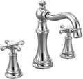 Moen Weymouth Chrome Two-Handle Widespread Cross Handle Bathroom Faucet Trim Set, Valve Included, TVS42114