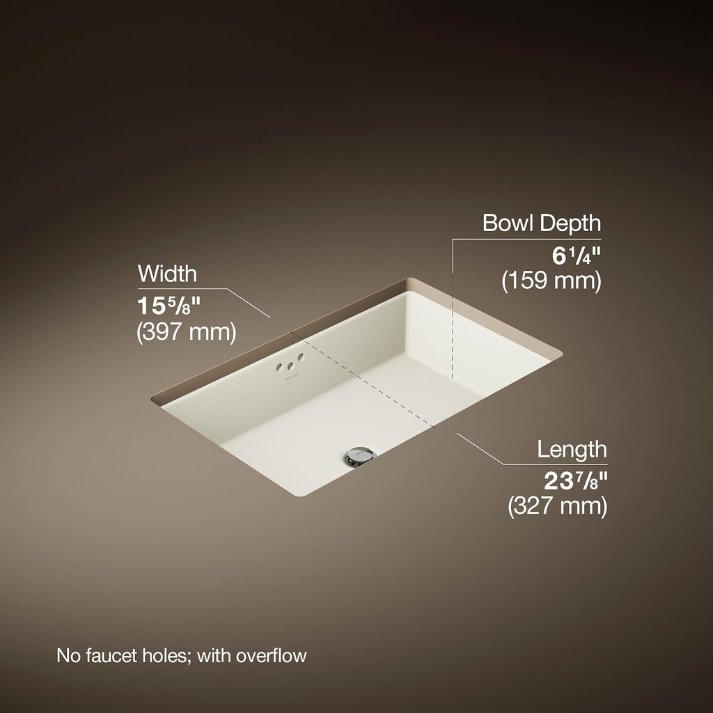 KOHLER K-2297-96 Kathryn Undercounter Bathroom Sink, Biscuit