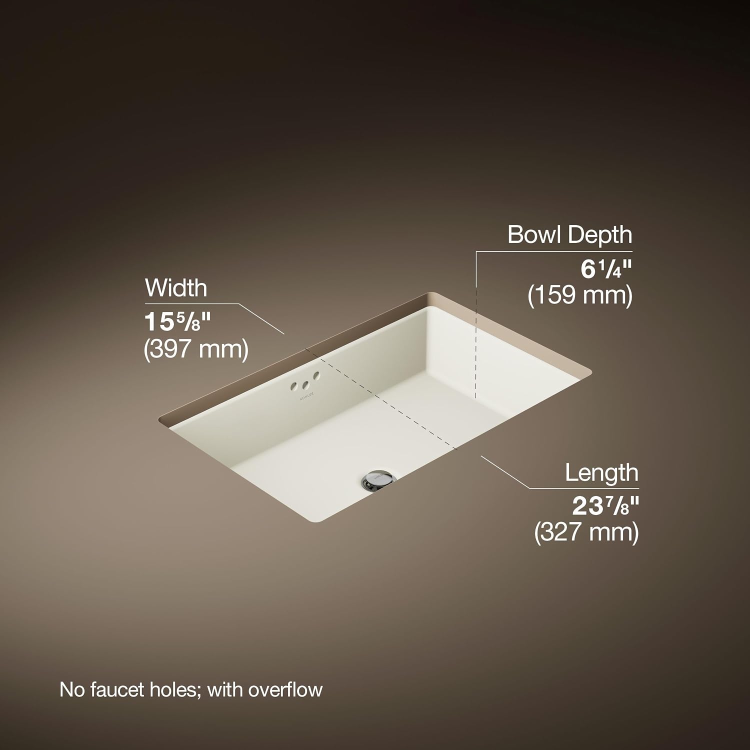 KOHLER K-2297-96 Kathryn Undercounter Bathroom Sink, Biscuit