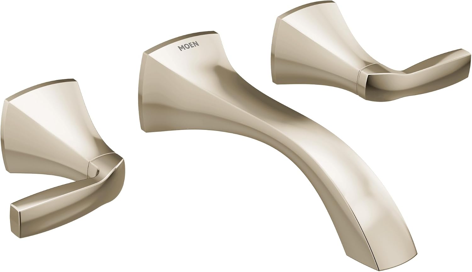 Moen T6906NL Voss Two-Handle Wall Mount Bathroom Faucet Trim, Valve Required, Polished Nickel