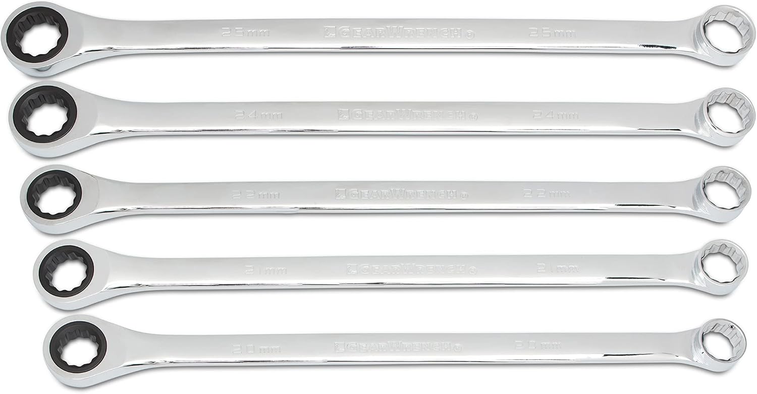 GEARWRENCH 5 Pc. GearBox 12 Pt. XL Double Box Ratcheting Wrench Set, Metric - 85987