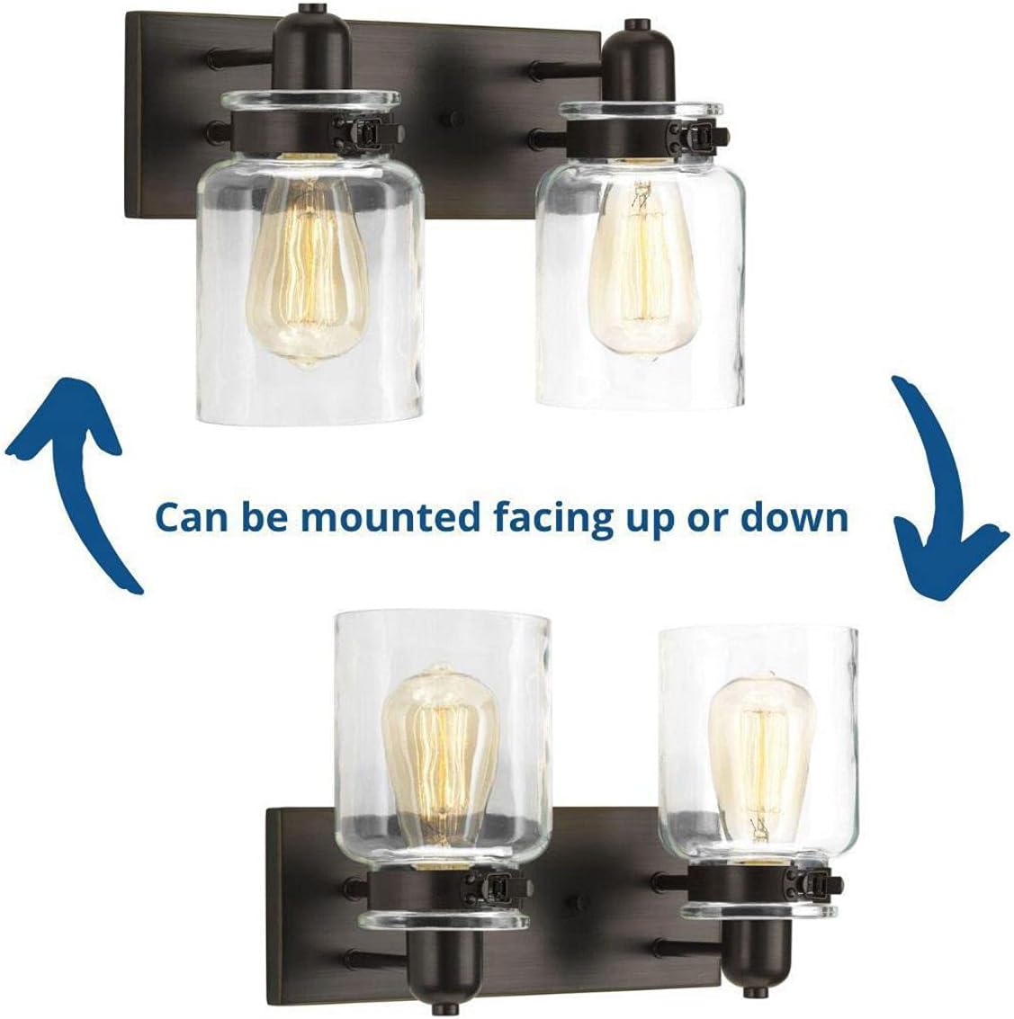 Progress Lighting P300046-020 Calhoun Collection Clear Glass Farmhouse Bath Vanity Light, 2-Light, Antique Bronze