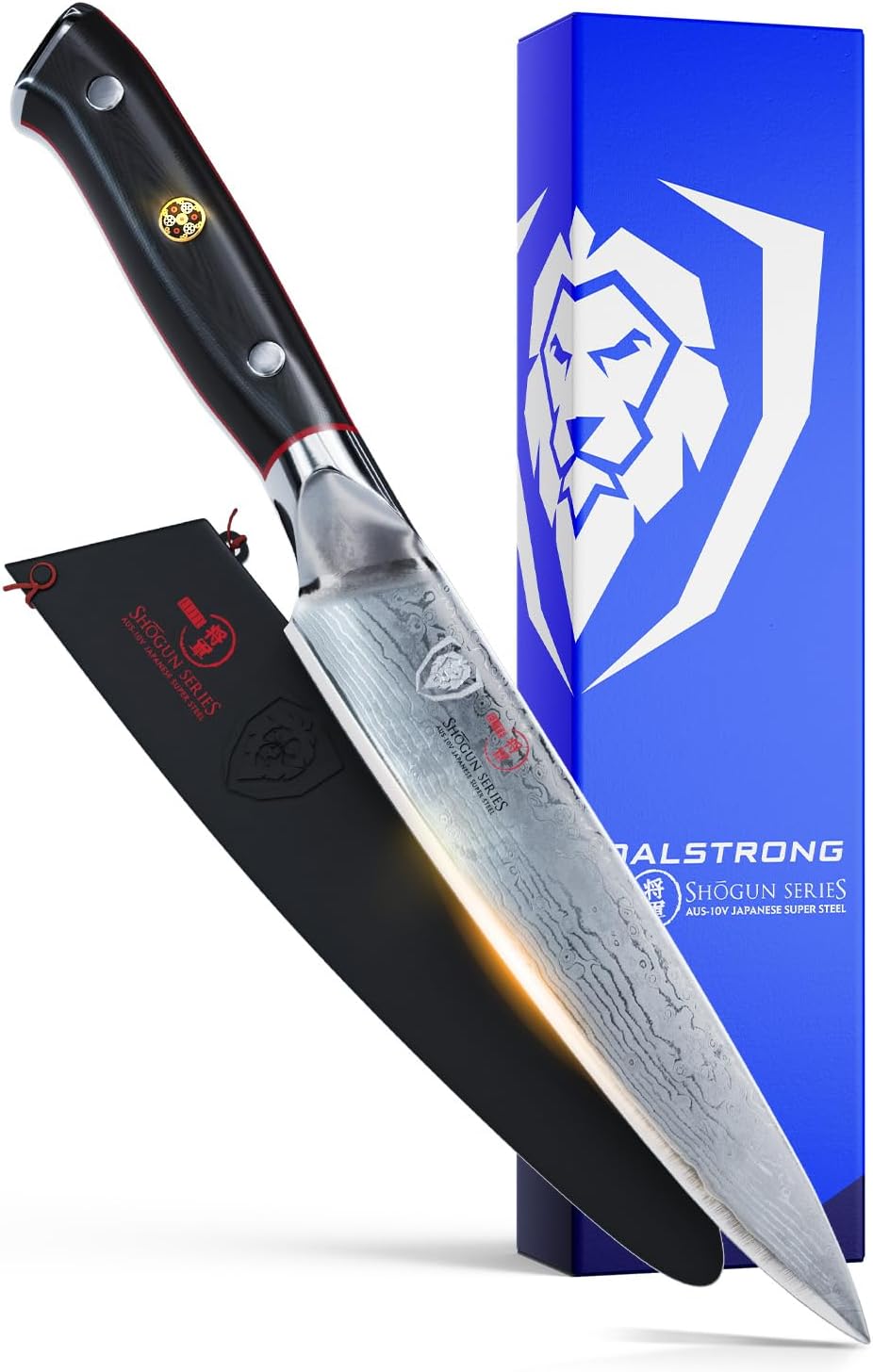 DALSTRONG Utility Knife - Shogun Series Petty - Damascus - Japanese AUS-10V Super Steel - Vacuum Heat Treated - 6' - Sheath