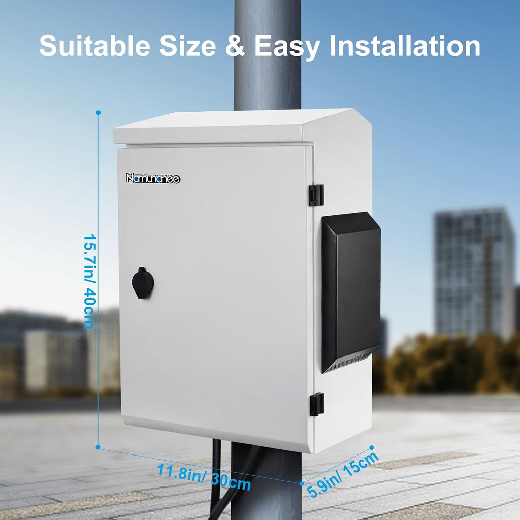 Outdoor Electrical Box, Cold-Rolled Steel Plate, Aluminum Alloy Back Beam, One-Piece Ventilation Design, IP65 Waterproof, Wall/Pole Mounted (15.7' x 11.8' x 5.9')