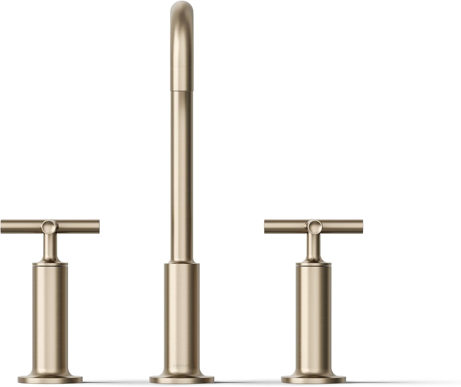 KOHLER K-14408-3-BN Purist® Widespread Bathroom Sink Faucet, 3-Hole, Widespread High Cross Handles and High Gooseneck Spout, 1.2 GPM, Vibrant Brushed Nickel