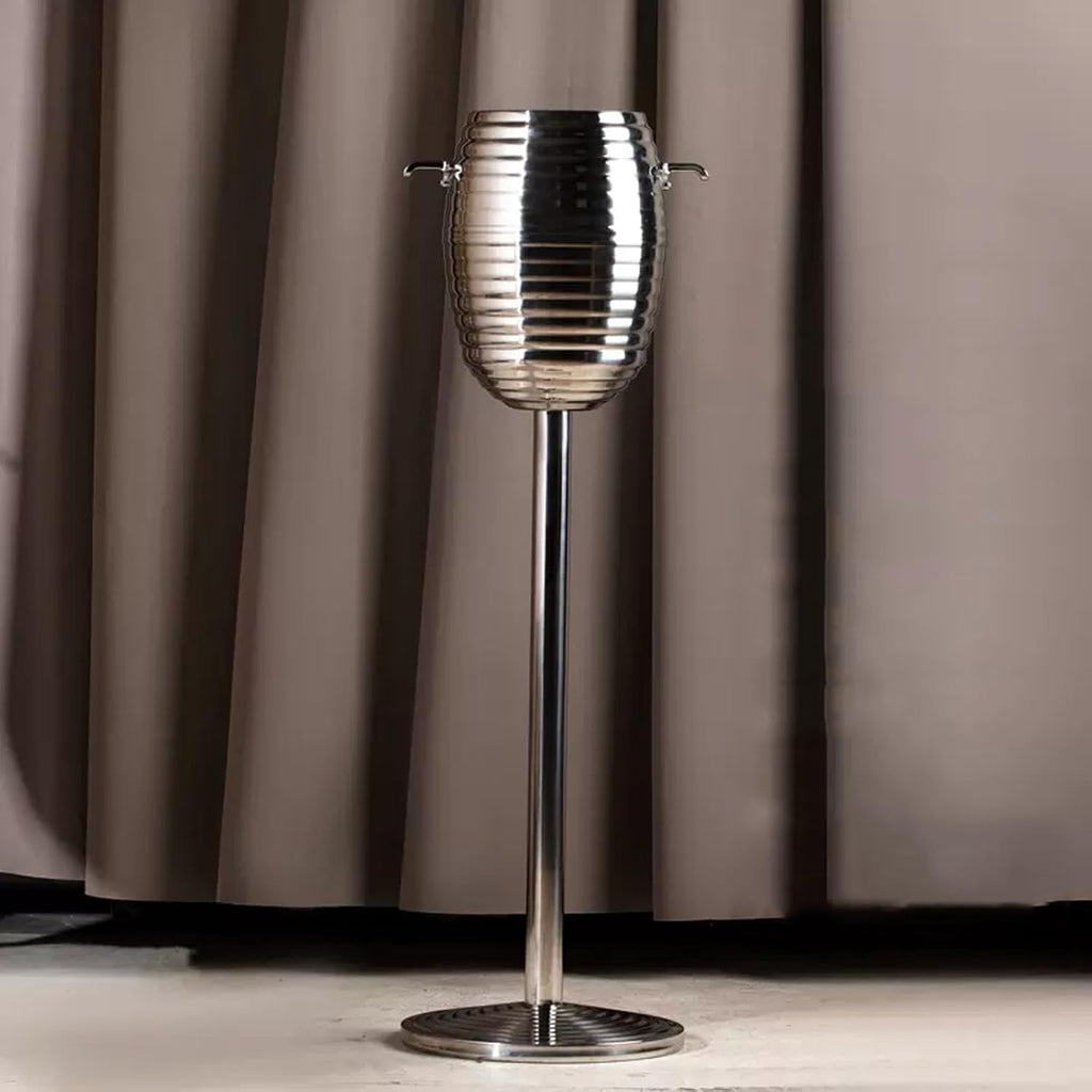 drinks bucket Champagne Ice Bucket with Stand, Wine Ice Bucket with Stand Stainless Steel 5L Standing Ice Bucket for Party Bar Ktv Wedding Club BBQ Home (Silver) Keeps Ice Cold & Dry Great for Bar, Pa