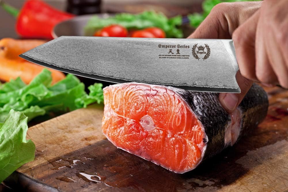 Regalia Kiritsuke Chef Knife: Professional Japanese 8.5 Inch AUS10 Premium High Carbon 67 Layer Damascus Steel Chef's knives w/G-10 Handle Knives