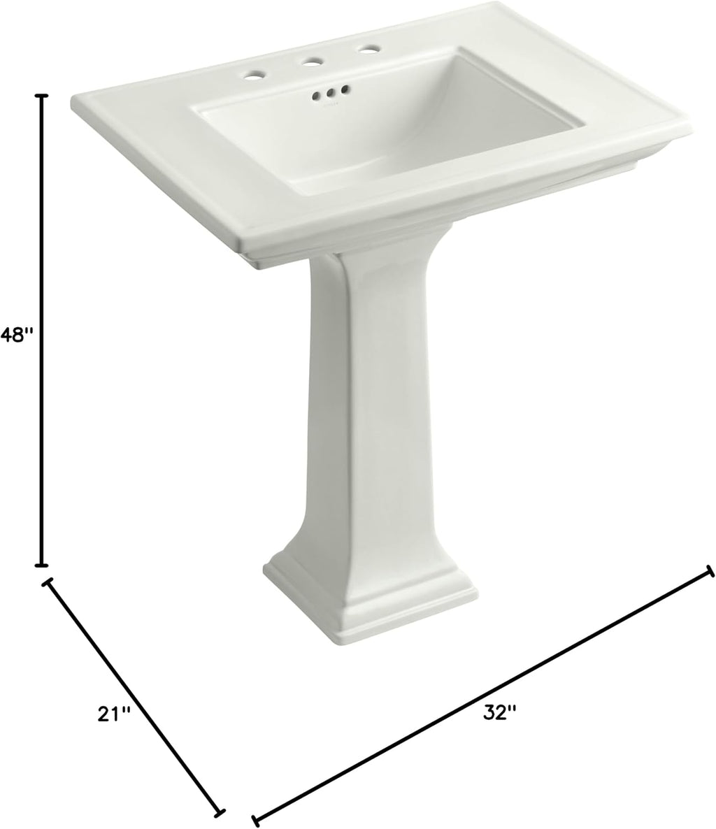 Kohler K-2268-8-NY Memoirs Pedestal Lavatory with 8' Centers and Stately Design, Dune