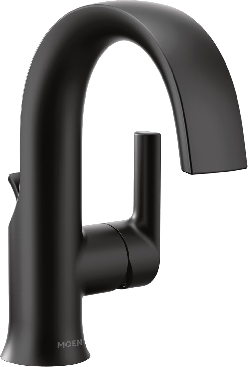 Moen Doux Matte Black Contemporary One-Handle High Arc Laminar Stream Bathroom Faucet, S6910BL