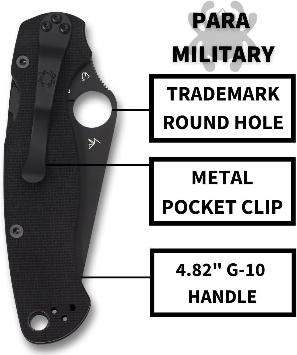 Spyderco Para Military 2 Folding Pocket Knife with 3.4' CPM S45VN Steel Blade and G-10 Handle - EDC Knife for Men and Women, Perfect for Hunting, Tactical, Camping, Survival - PlainEdge - C81GPBK2