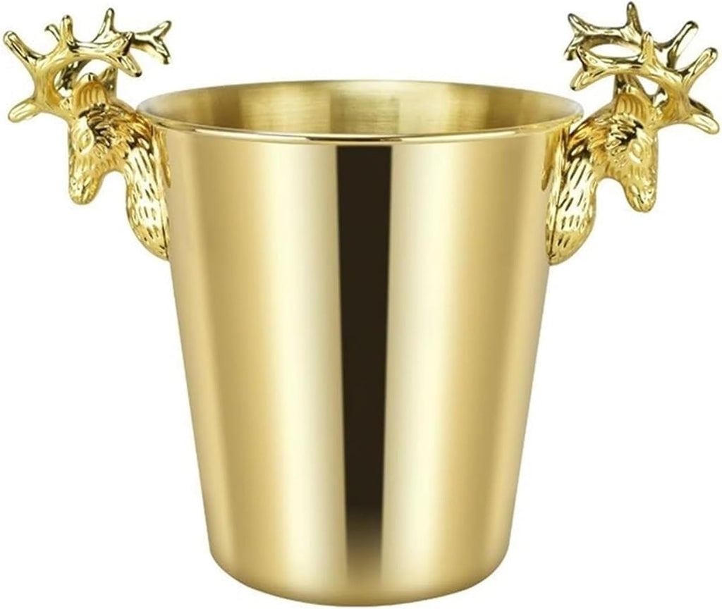 Ice Buckets for Parties, Insulated Ice Bucket with Handles Champagne and Wine Cooler Party and Bar Accessory(Gold,Large)