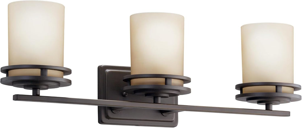 Kichler Hendrik 24' 3 Light Vanity Light with Light Umber Etched Glass Olde Bronze®