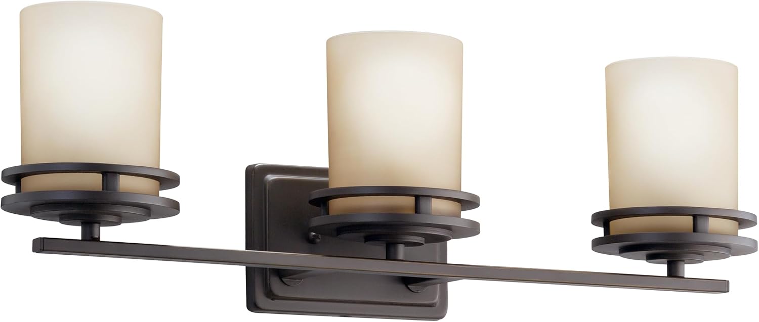 Kichler Hendrik 24' 3 Light Vanity Light with Light Umber Etched Glass Olde Bronze®