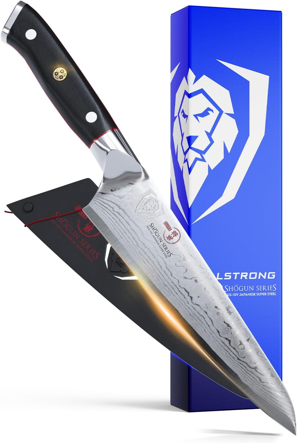 Dalstrong Chef Knife - 7 inch Blade - Shogun Series ELITE - Damascus - Japanese AUS-10V Super Steel - G10 Black Handle - Razor Sharp Kitchen Knife - Full Tang Cooking Chef's Knife - Sheath