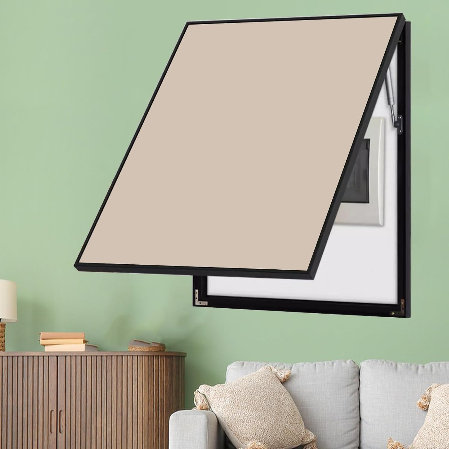 Vertical Meter Box Cover for Breaker Panel, 30x40cm / 12x16inch Electrical Panel Cover for Wall Decoration, Indoor Fuse Box Plate for Replacement(Light Brown,50x70cm(19.7x27.6))