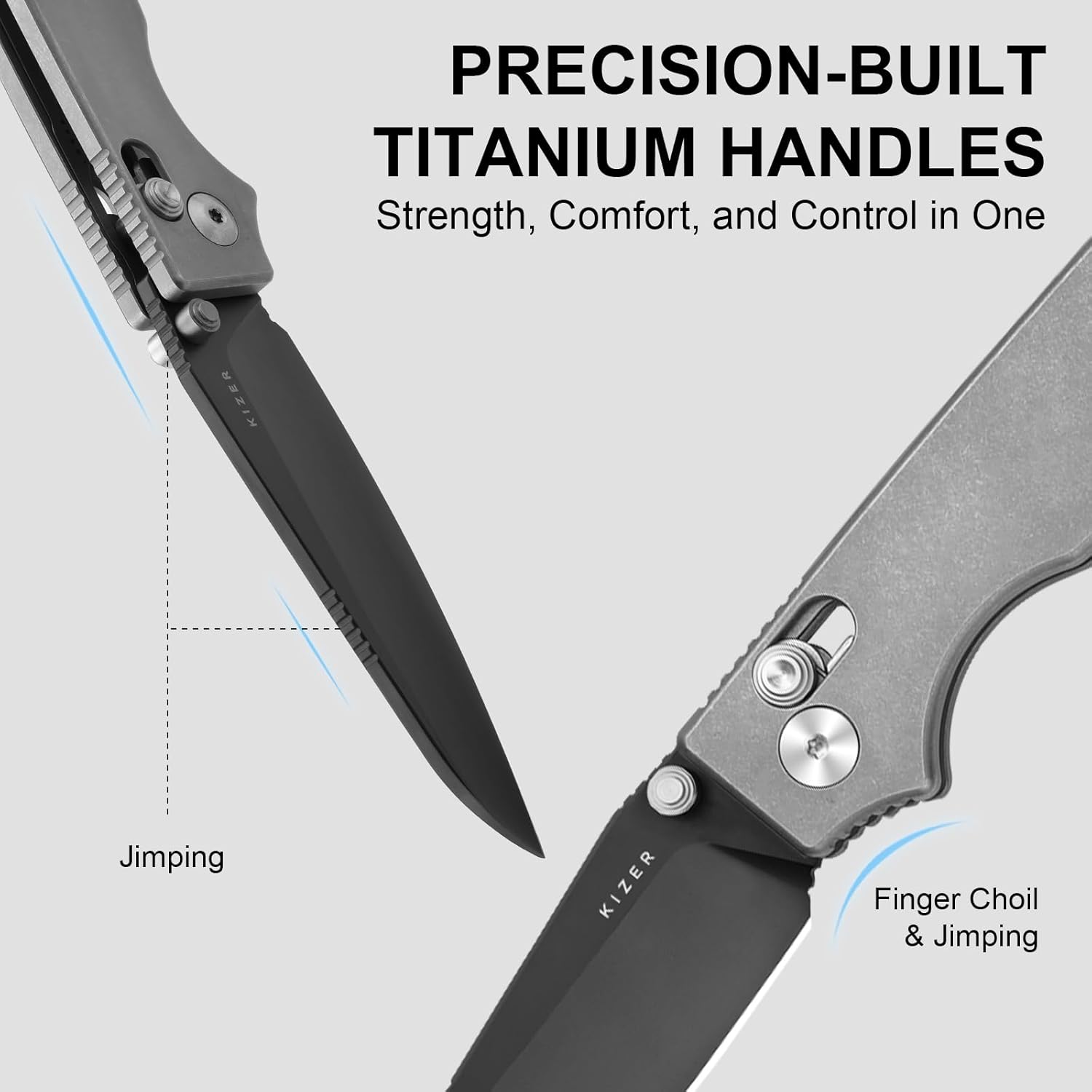 Kizer Original 2 EDC Pocket Knife, 3.19' S45VN Sheepsfoot Folding Knife with Titanium Handle, Thumb Stud Opener Clutch Lock, for Camping Hiking Fishing Ki3605.2SA1