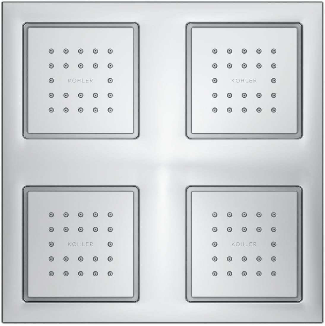 Kohler 98740-CP WaterTile® Rain Overhead shower panel with four 22-nozzle sprayheads, Polished Chrome